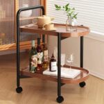 TROLLEY - Βοηθητικό Τραπεζάκι Μέταλλο Βαφή Μαύρο, MDF with PVC Απόχρωση Καρυδί - Image 3