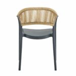 DONNA Πολυθρόνα-Pro Στοιβαζόμενη, PP-UV Ανθρακί, Rope Wicker Φυσικό - Image 3