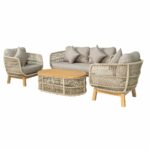 MARK Set Σαλόνι Κήπου 4τεμ, Acacia Φυσικό, Μαξιλάρια Μπεζ Rope Wicker Μπεζ - Image 2
