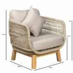 MARK Set Σαλόνι Κήπου 4τεμ, Acacia Φυσικό, Μαξιλάρια Μπεζ Rope Wicker Μπεζ - Image 9