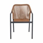 DINA Πολυθρόνα Βεράντας-Κήπου ALU Ανθρακί, Rope Wicker Φυσικό, Στοιβαζόμενη - Image 5