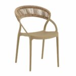 DORA Πολυθρόνα Στοιβαζόμενη, PP Tortora, Rope Wicker Φυσικό - Image 2