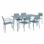 BRIO Slat Set Τραπεζαρία Κήπου -Βεράντας (6+1), Μέταλλο Βαφή Sandy Blue 5415C - Image 2
