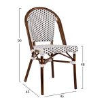 ΚΑΡΕΚΛΑ BISTRO ΑΛΟΥΜΙΝΙΟΥ BAMBOO LOOK ΜΕ ΛΕΥΚΟ-ΜΑΥΡΟ RATTAN HM5566.01 45x54x90Υεκ. - Image 2