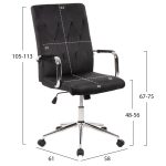 ΚΑΡΕΚΛΑ ΓΡΑΦΕΙΟΥ JOSEF HM1181.04 ΜΑΥΡΟ ΒΕΛΟΥΔΟ-INOX ΒΑΣΗ 58x61x105-113Yεκ. - Image 2