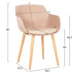 ΚΑΡΕΚΛΑ ΤΡΑΠΕΖΑΡΙΑΣ LUCIE HM8242.11 CAPUCCINO PP-ΜΕΤΑΛ. ΠΟΔΙΑ ΟΨΗ ΞΥΛΟΥ 56x55,5x80Υεκ - Image 2