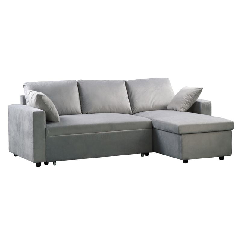 montreal-kan.krev.gonia-aris-dex-gkri-microfiber-enlarge MONTREAL Καναπές - Κρεβάτι με Χώρο Αποθήκευσης, Αναστρέψιμη Γωνία, Velure Ανοιχτό Γκρι - Image 1