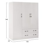ΝΤΟΥΛΑΠΑ 3ΦΥΛΛΗ CARLY HM384.05 ΜΕ ΔΥΟ ΣΥΡΤΑΡΙΑ ΛΕΥΚΗ 150X55Χ180Υεκ. - Image 2