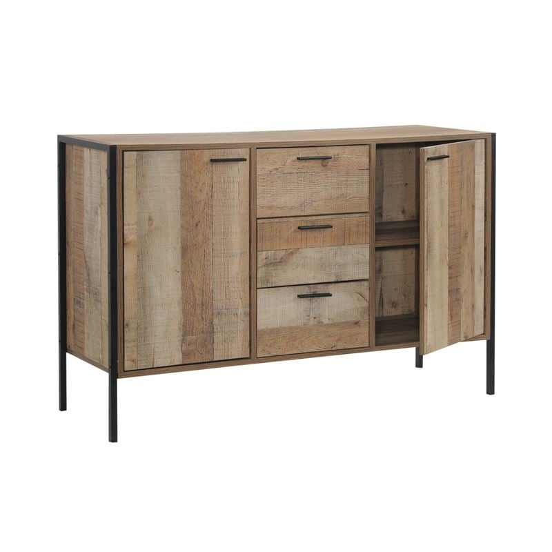 pallet-w-boufes-124x40x80-antique-oak-enlarge PALLET-W Μπουφές Σαλονιού Τραπεζαρίας, Μέταλλο Βαφή Μαύρο - Antique Oak - Image 1
