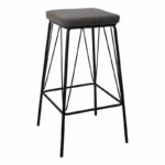 PANTON Σκαμπό BAR, Μέταλλο Βαφή Μαύρο, PU Απόχρωση Vintage Grey
