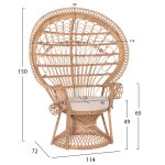 ΠΟΛΥΘΡΟΝΑ ROYAL PEACOCK HM9342 RATTAN ΣΕ ΦΥΣΙΚΟ-ΜΑΞΙΛΑΡΙ ΜΠΕΖ 114x72x150Yεκ. - Image 2