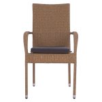 ΠΟΛΥΘΡΟΝΑ ΜΕΤΑΛΛΙΚΗ ANISHA HM5685.02 ΜΕ ΜΑΞΙΛΑΡΙ WICKER ΚΑΦΕ-ΜΟΚΑ ΣΤΟΙΒ/ΜΕΝΗ 56x60x94 εκ. - Image 3
