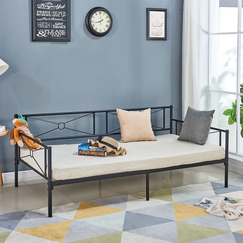 queen-daybed-90x190cm-metal.mavro-enlarge QUEEN Daybed Κρεβάτι Μέταλλο Βαφή Μαύρο - Image 1