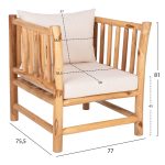 ΣΕΤ ΣΑΛΟΝΙ 4ΤΜΧ EDDARD HM9340 ΑΠΟ ΜΑΣΙΦ ΞΥΛΟ TEAK  ΦΥΣΙΚΟ - ΛΕΥΚΟ - Image 3
