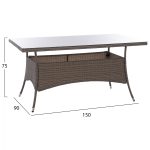 ΣΕΤ ΤΡΑΠΕΖΑΡΙΑΣ 5ΤΜΧ ΤΡΑΠ. 150Χ90 & ΠΟΛΥΘΡΟΝΕΣ WICKER RATTAN ΓΚΡΙ HM11713.01 - Image 2