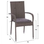 ΣΕΤ ΤΡΑΠΕΖΑΡΙΑΣ 5ΤΜΧ ΤΡΑΠ. 150Χ90 & ΠΟΛΥΘΡΟΝΕΣ WICKER RATTAN ΓΚΡΙ HM11713.01 - Image 3