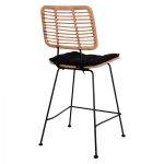 ΣΚΑΜΠΟ ΜΕΣΑΙΟΥ ΥΨΟΥΣ ALLEGRA HM5644 ΜΕΤΑΛΛΙΚΟ ΜΕ WICKER ΣΕ ΜΠΕΖ ΑΠΟΧΡΩΣΗ 55x56x107 εκ. - Image 5