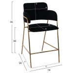 ΣΚΑΜΠΟ ΜΕΣΑΙΟΥ ΥΨΟΥΣ KELSO HM8735.04 ΒΕΛΟΥΔΟ ΜΑΥΡΟ ΕΠΙΧΡΥΣΟ ΣΚΕΛΕΤΟ 54x58x95Υ εκ. - Image 2