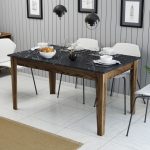ΤΡΑΠΕΖΙ STANDARD HM9507.05 ΜΕΛΑΜΙΝΗ ΚΑΡΥΔΙ-ΜΑΥΡΟ ΜΑΡΜΑΡΟ ΜΕ ΑΠΟΘ.ΧΩΡΟ 145x88x75Yεκ. - Image 3