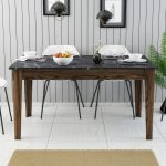 ΤΡΑΠΕΖΙ STANDARD HM9507.05 ΜΕΛΑΜΙΝΗ ΚΑΡΥΔΙ-ΜΑΥΡΟ ΜΑΡΜΑΡΟ ΜΕ ΑΠΟΘ.ΧΩΡΟ 145x88x75Yεκ. - Image 4