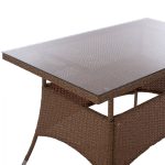 ΤΡΑΠΕΖΙ ΜΕΤΑΛΛΙΚΟ MILITARY RATTAN ΜΠΕΖ ΚΑΦΕ HM5141.32 120x70x75Υ εκ. - Image 4