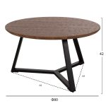 ΤΡΑΠΕΖΙ ΣΑΛΟΝΙΟΥ ΣΤΡΟΓΓΥΛΟ ROCKET HM9586.04 MDF WALNUT-ΜΑΥΡΗ ΣΑΓΡΕ ΒΑΣΗ Φ80x42Υεκ. - Image 2