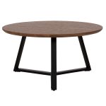 ΤΡΑΠΕΖΙ ΣΑΛΟΝΙΟΥ ΣΤΡΟΓΓΥΛΟ ROCKET HM9586.04 MDF WALNUT-ΜΑΥΡΗ ΣΑΓΡΕ ΒΑΣΗ Φ80x42Υεκ. - Image 3