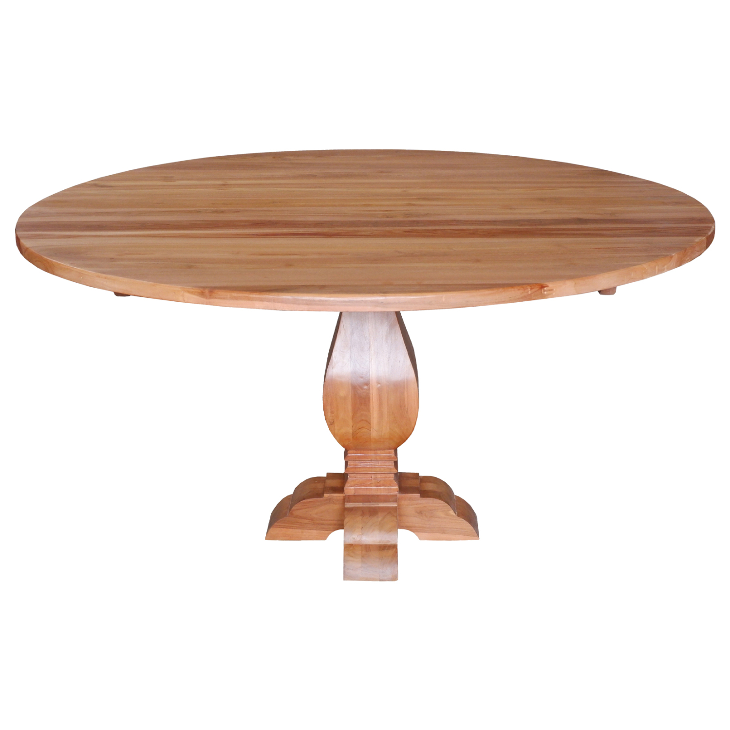 trapezi-stroggylo-xylo-teak-skalisto-pod ΤΡΑΠΕΖΙ ΣΤΡΟΓΓΥΛΟ VEDU HM9465.01 ΞΥΛΟ ΤΕΑΚ ΣΚΑΛΙΣΤΟ ΠΟΔΙ Φ130x78Yεκ. - Image 1