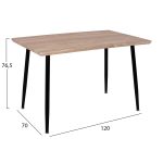 ΤΡΑΠΕΖΙ ΤΡΑΠΕΖΑΡΙΑΣ PALOMA HM8334.01, 120X70Χ76,5 SONΟMA, ΜΑΥΡΑ ΠΟΔΙΑ - Image 2