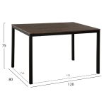 ΤΡΑΠΕΖΙ ΤΡΑΠΕΖΑΡΙΑΣ GOOSE HM9532 MDF ΚΑΡΥΔΙ-ΜΑΥΡΟ ΜΕΤΑΛΛΟ 120X80Χ75Yεκ. - Image 2