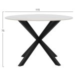 ΤΡΑΠΕΖΙ ΤΡΑΠΕΖΑΡΙΑΣ ΣΤΡΟΓΓΥΛΟ SYNTEC HM9309.02 SINTERED STONE ΛΕΥΚΟ ΜΕΤΑΛ.ΠΟΔΙΑ Φ115x75Y εκ. - Image 2