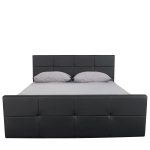 Κρεβάτι ArteLibre ANEMONE Μαύρο PU Με Αποθηκευτικό Χώρο 217.5x170.5x100cm(Στρώμα 160x200cm)