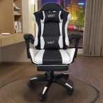 A6060 ΜΑΥΡΟ/ΛΕΥΚΟ ΠΟΛΥΘΡΟΝΑ GAMING/ΜΕ ΥΠΟΠΟΔΙΟ 64X62X113-121εκ. - Image 4