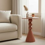 Βοηθητικό τραπέζι Bilane pakoworld μέταλλο σε terracotta απόχρωση Φ39x55εκ