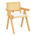 Πολυθρόνα Winslow pakoworld rubberwood σε φυσική απόχρωση-ύφασμα λευκό 51x54x80εκ