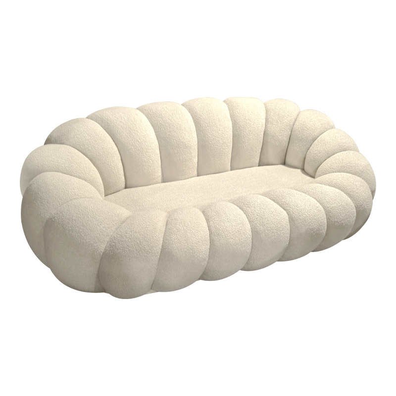 392-000001 Καναπές Embrace pakoworld μπουκλέ ύφασμα σε μπεζ απόχρωση 180x105x65εκ - Image 1