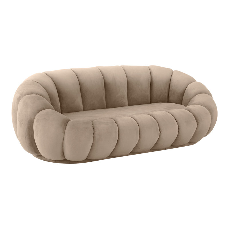 392-000004 Καναπές Embrace pakoworld βελούδο σε μπεζ απόχρωση 180x105x65εκ - Image 1