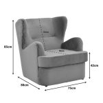 Πολυθρόνα Regalo pakoworld βελούδο σε λευκή απόχρωση 75x88x85εκ - Image 6