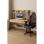 STUDENT-1 Set Γραφείο Η/Υ Sonoma - Μαύρο + Πολυθρόνα Gaming Μαύρο - Κόκκινο - Image 2