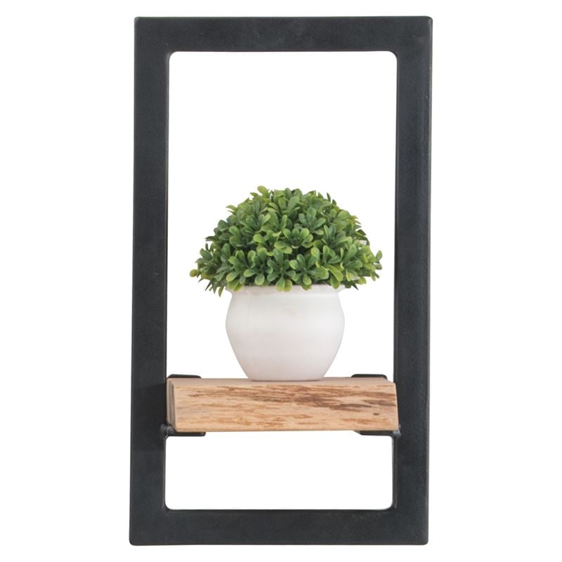 lizard-frame-rafi-20x25x35cm-akakia-fysiko-met.mavro-enlarge LIZARD Frame Ράφι Μέταλλο Βαφή Μαύρο, Ξύλο Ακακία Φυσικό - Image 1