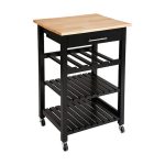 Τρόλεϊ-Ραφιέρα Claude pakoworld mdf μαύρο - φυσικό 58x48x87.5εκ