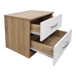 Κομοδίνο Athos pakoworld σε sonoma-λευκή απόχρωση 48x40x41.5εκ - Image 2