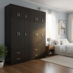 Ντουλάπα εξάφυλλη με πατάρι Lego pakoworld wenge 180x42x240εκ