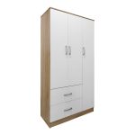 Ντουλάπα εξάφυλλη με πατάρι Lego pakoworld sonoma-λευκή 180x42x240εκ - Image 2