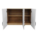 Ντουλάπα εξάφυλλη με πατάρι Lego pakoworld sonoma-λευκή 180x42x240εκ - Image 5