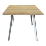 Τραπέζι Squaro pakoworld sonoma mdf με λευκά μεταλλικά πόδια 80x80x75εκ - Image 2