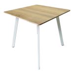 Τραπέζι Squaro pakoworld sonoma mdf με λευκά μεταλλικά πόδια 80x80x75εκ