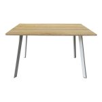 Τραπέζι Squaro pakoworld sonoma mdf με λευκά μεταλλικά πόδια 120x70x75εκ - Image 2