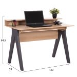 ΓΡΑΦΕΙΟ KRONEL HM18293 ΜΕΛΑΜΙΝΗ ΣΕ SONAMA-ΓΚΡΙ 120x59x84,5Υεκ. - Image 2