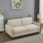 ΚΑΝΑΠΕΣ-ΚΡΕΒΑΤΙ ΜΕ ΑΝΑΔΙΠΛ.ΣΤΡΩΜΑ ETUDINE HM3311.02 ΜΠΕΖ ΥΦΑΣΜΑ 190x98x90Υεκ - Image 4